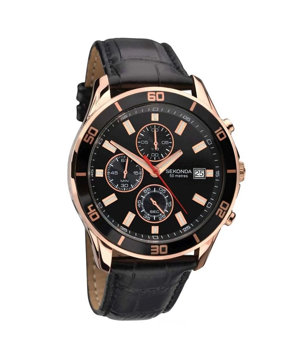 Sekonda Sekonda Gents Rose Tone Chronograph Watch - 1051 3 Sekonda Sekonda Gents Rose Tone Chronograph Watch - 1051
