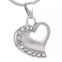 Shimmer Heart -Stainless Steel Cremation Ashes Jewellery Urn Pendant