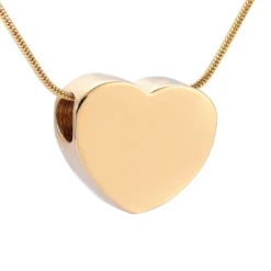 Slide Heart Gold - Stainless Steel Cremation Ashes Jewellery Pendant