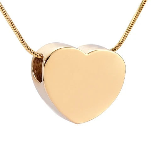 Slide Heart Gold - Stainless Steel Cremation Ashes Jewellery Pendant 3 Slide Heart Gold - Stainless Steel Cremation Ashes Jewellery Pendant