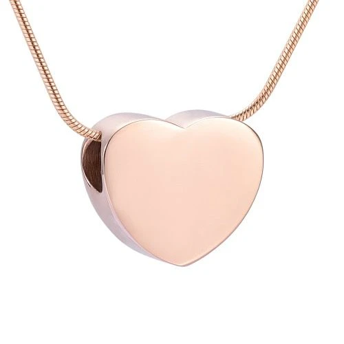 Slide Heart Rose Gold - Stainless Steel Cremation Ashes Jewellery Pendant 3 Slide Heart Rose Gold - Stainless Steel Cremation Ashes Jewellery Pendant
