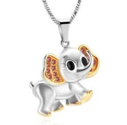 Sweet Elephant Pink Stones - Stainless Steel Cremation Ashes Jewellery Urn Pendant