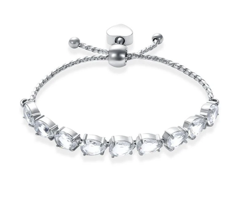Teardrop Crystal Heart Bracelet - Stainless Steel Cremation Ashes Jewellery 3 Teardrop Crystal Heart Bracelet - Stainless Steel Cremation Ashes Jewellery
