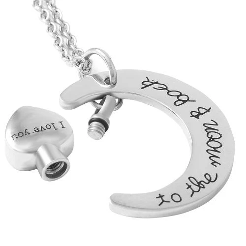 The Moon And Back - Stainless Steel Cremation Ashes Jewellery Pendant 4 The Moon And Back - Stainless Steel Cremation Ashes Jewellery Pendant - Image 2