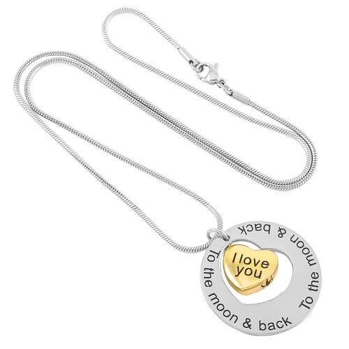 The Moon And Back Circle - Stainless Steel Cremation Ash Necklace Pendant 4 The Moon And Back Circle - Stainless Steel Cremation Ash Necklace Pendant - Image 2