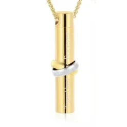 Together Forever Cylinder Gold - Stainless Steel Cremation Ashes Urn Jewellery Pendant