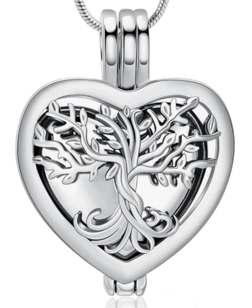 Tree Of Life Heart Locket -Stainless Steel Cremation Ashes Jewellery Urn Pendant 3 Tree Of Life Heart Locket -Stainless Steel Cremation Ashes Jewellery Urn Pendant
