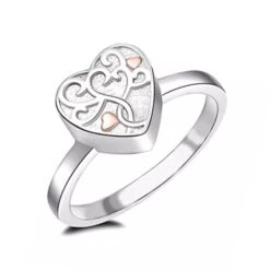 Tree Of Life Heart Ring - Stainless Steel Cremation Ashes Jewellery Urn Memorial Keepsake