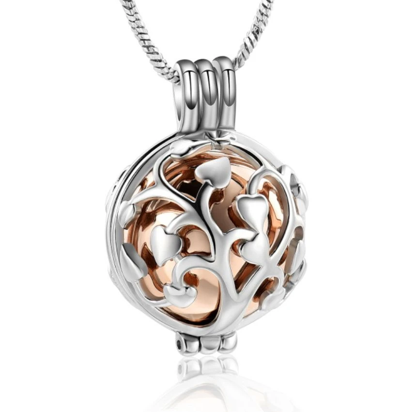 Tree Of Life Rose Urn Locket - Stainless Steel Cremation Ashes Jewellery Urn Pendant 3 Tree Of Life Rose Urn Locket - Stainless Steel Cremation Ashes Jewellery Urn Pendant