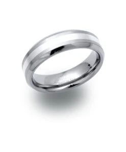 Unique & Co Titanium 6.5mm Silver Inlay Ring - TR-22