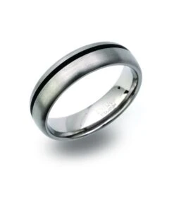 Unique & Co Titanium 6mmPatterned Ring With Black Inlay - TR-98