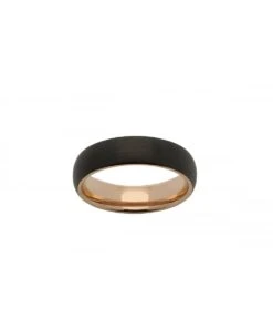 Unique & Co Tungsten 6mm Court Ring Rose Gold & Black Finish - TUR-57