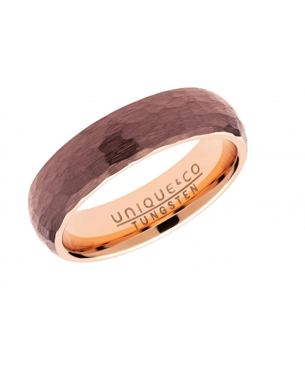 Unique & Co Tungsten 6mm CourtRing Rose Gold & Brown Finish - TUR-110 3 Unique & Co Tungsten 6mm CourtRing Rose Gold & Brown Finish - TUR-110