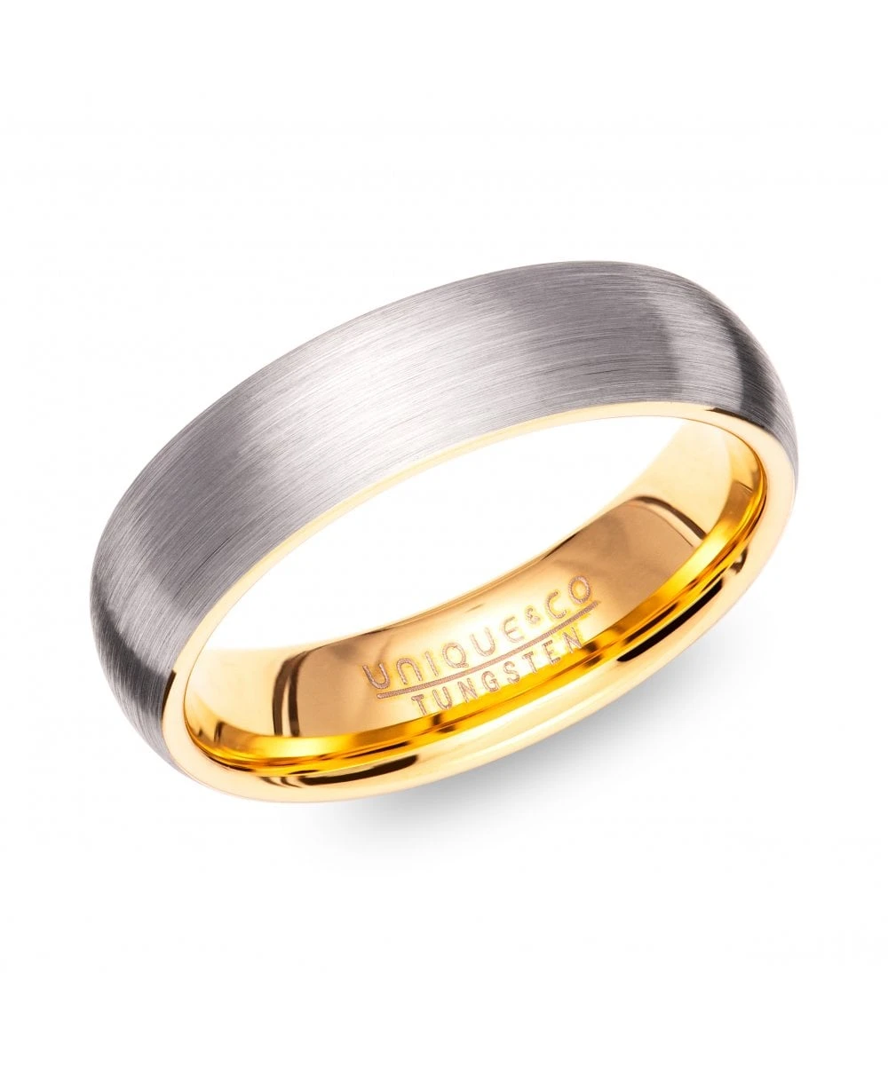 Unique & Co Tungsten 6mm CourtRing With Gold Finish Inner - TUR-143 3 Unique & Co Tungsten 6mm CourtRing With Gold Finish Inner - TUR-143