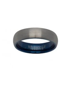 Unique & Co Tungsten 6mm CourtRing With Inner Blue Finish - TUR-72