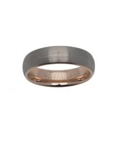 Unique & Co Tungsten 6mm Court Ring With Inner Rose Gold Finish - TUR-69