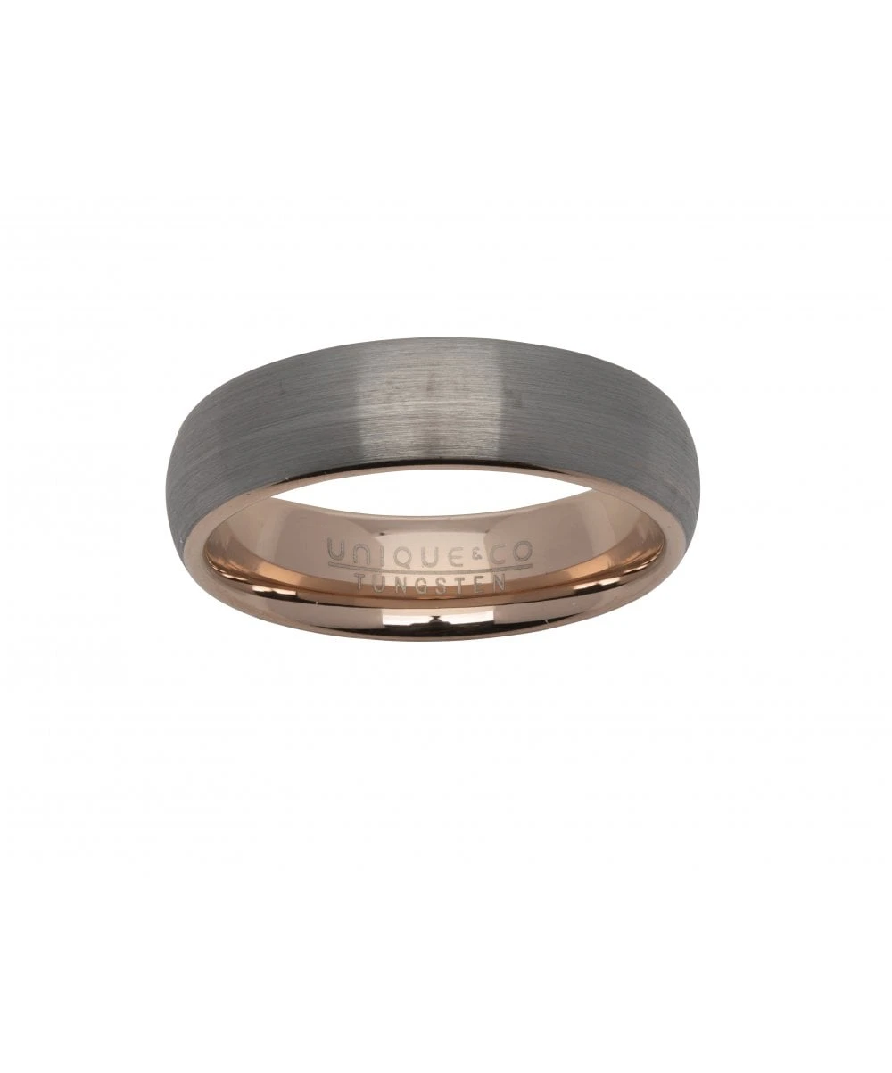 Unique & Co Tungsten 6mm Court Ring With Inner Rose Gold Finish - TUR-69 3 Unique & Co Tungsten 6mm Court Ring With Inner Rose Gold Finish - TUR-69
