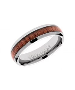 Unique & Co Tungsten 6mm Court Wood InlayRing - TUR-103