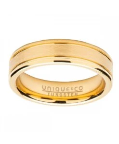 Unique & Co Tungsten 6mm Flat CourtRing With Gold Finish- TUR-119