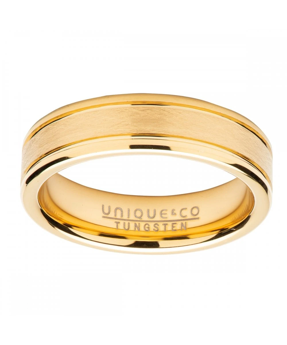 Unique & Co Tungsten 6mm Flat CourtRing With Gold Finish- TUR-119 3 Unique & Co Tungsten 6mm Flat CourtRing With Gold Finish- TUR-119