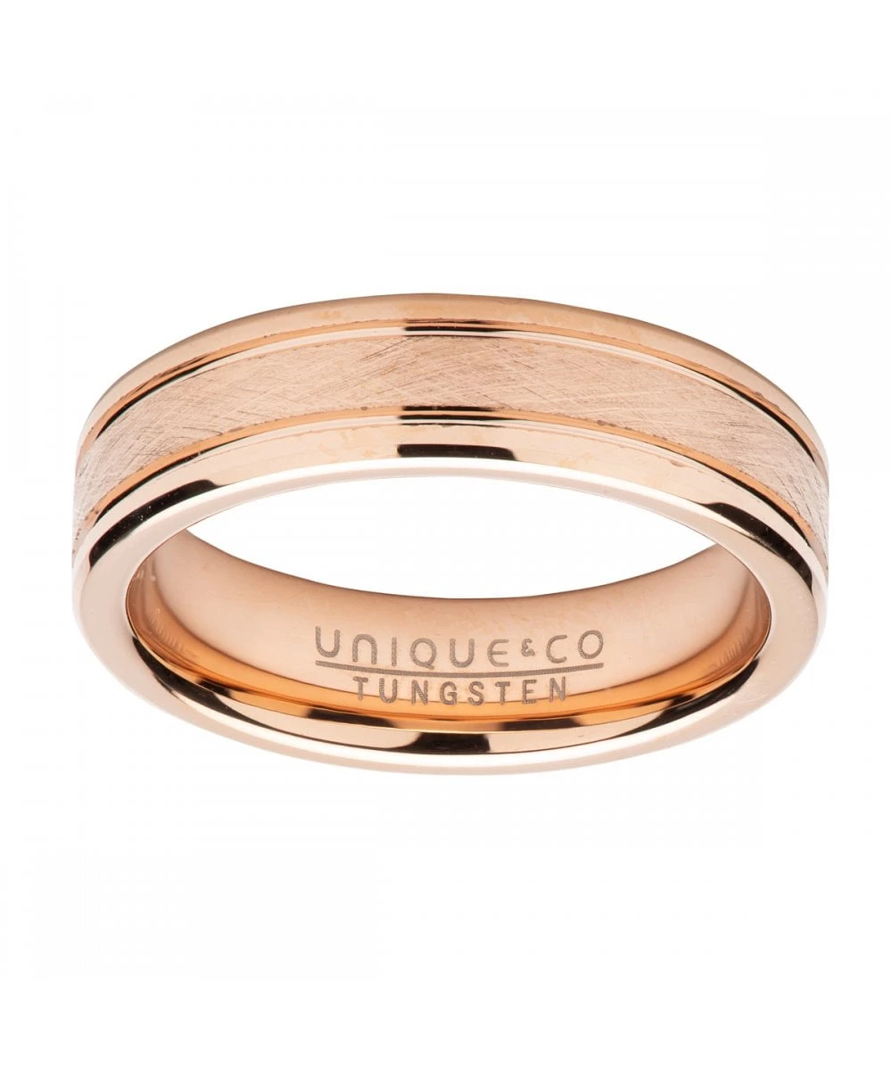 Unique & Co Tungsten 6mm Flat CourtRing With Rose Gold Finish- TUR-120 3 Unique & Co Tungsten 6mm Flat CourtRing With Rose Gold Finish- TUR-120
