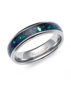 Unique & Co Tungsten 6mm Ring With Black, Green & Blue Centre - TUR-159