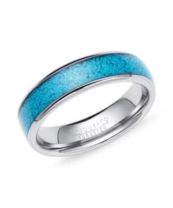 Unique & Co Tungsten 6mm Ring With Turquoise Inlay - TUR-180