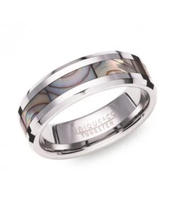 Unique & Co Tungsten 7mm Abalone Shell InlayRing - TUR-145