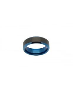 Unique & Co Tungsten 7mm Bevelled Edge Ring Blue & Black Finish - TUR-59