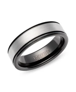 Unique & Co Tungsten 7mm Black & Silver Ring - TUR-194