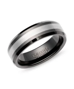 Unique & Co Tungsten 7mm Black & Silver Ring - TUR-195