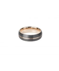 Unique & Co Tungsten 7mm Court Ring With Rose Gold & Black Finish - TUR-85