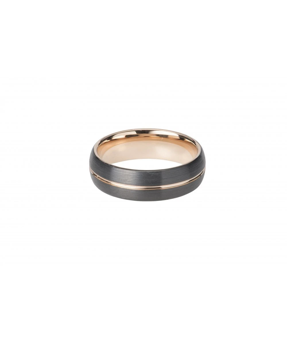 Unique & Co Tungsten 7mm Court Ring With Rose Gold & Black Finish - TUR-85 3 Unique & Co Tungsten 7mm Court Ring With Rose Gold & Black Finish - TUR-85