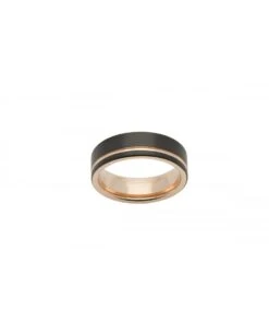 Unique & Co Tungsten 7mm Flat Court Ring Rose Gold & Black Finish - TUR-56
