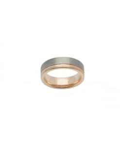 Unique & Co Tungsten 7mm Flat Court Ring Silver & Rose Gold Finish - TUR-53