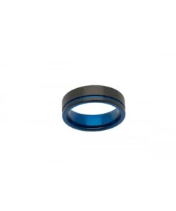 Unique & Co Tungsten 7mm Flat Court Ring With Blue & Black Finish - TUR-58