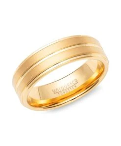 Unique & Co Tungsten 7mm Patterned Ring With Gold Finish - TUR-193