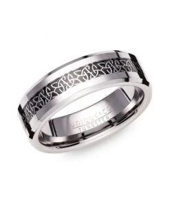 Unique & Co Tungsten 7mmRing Celtic Design & Black Centre - TUR-149