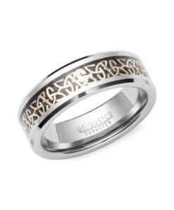 Unique & Co Tungsten 7mm Ring Celtic Design With Yellow & Black Centre - TUR-188