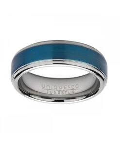 Unique & Co Tungsten 7mm Ring With Blue Centre - TUR-123