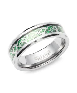 Unique & Co Tungsten 7mm Ring With Green Carbon Fibre Centre - TUR-187