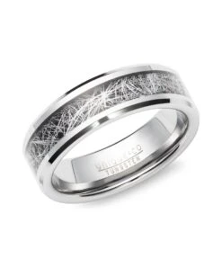 Unique & Co Tungsten 7mm Ring With Meteorite Paper Inlay - TUR-183