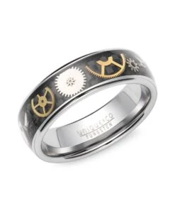 Unique & Co Tungsten 7mm Ring With Yellow & Black Carbon Fibre Inlay - TUR-189