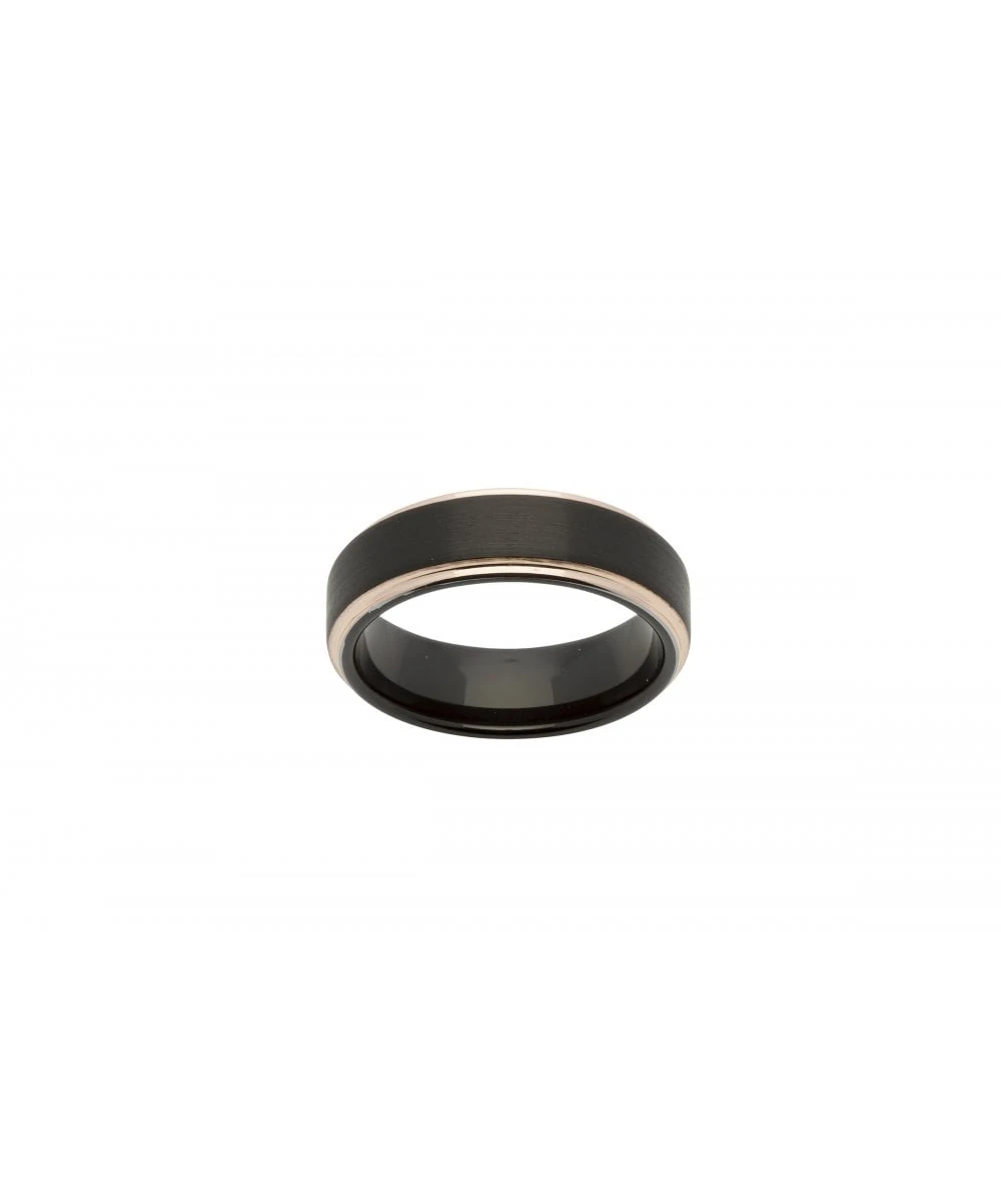 Unique & Co Tungsten 7mm Rounded Flat Ring Rose Gold & Black Finish - TUR-55 3 Unique & Co Tungsten 7mm Rounded Flat Ring Rose Gold & Black Finish - TUR-55