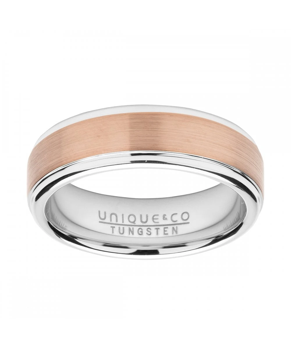 Unique & Co Tungsten 7mm Silver & Rose Two Tone Ring - TUR-122 3 Unique & Co Tungsten 7mm Silver & Rose Two Tone Ring - TUR-122