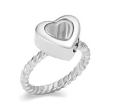 Glass Heart Ring - Stainless Steel Cremation Ashes Jewellery Urn Memorial Keepsake