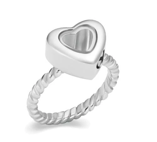 Glass Heart Ring - Stainless Steel Cremation Ashes Jewellery Urn Memorial Keepsake 3 Glass Heart Ring - Stainless Steel Cremation Ashes Jewellery Urn Memorial Keepsake