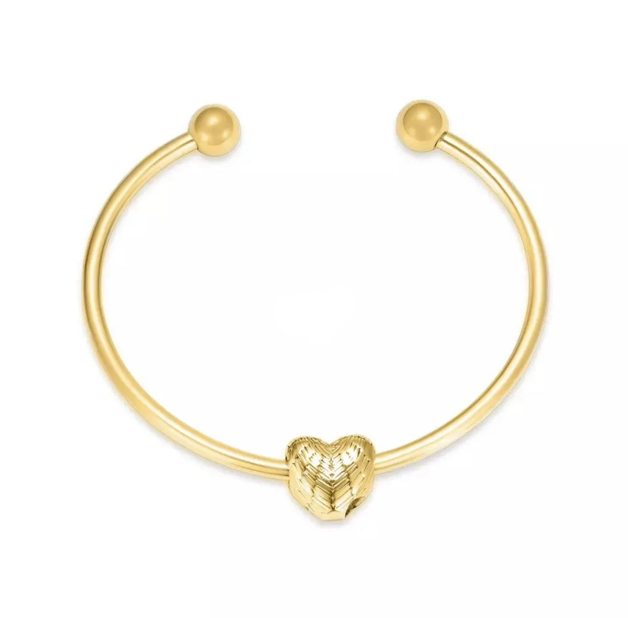 Winged Charm Bangle - Yellow Gold Stainless Steel Cremation Ashes Jewellery 3 Winged Charm Bangle - Yellow Gold Stainless Steel Cremation Ashes Jewellery