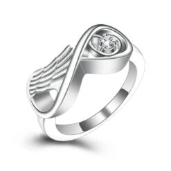 Infinity Wing Ring - Stainless Steel Cremation Ashes Jewellery Urn Memorial Keepsake