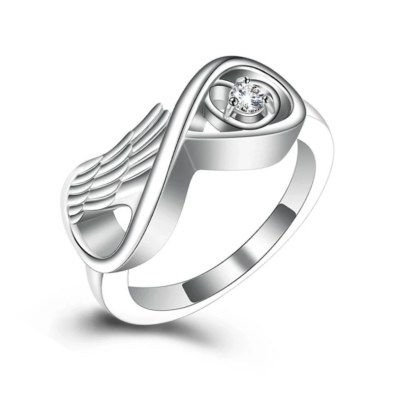 Infinity Wing Ring - Stainless Steel Cremation Ashes Jewellery Urn Memorial Keepsake